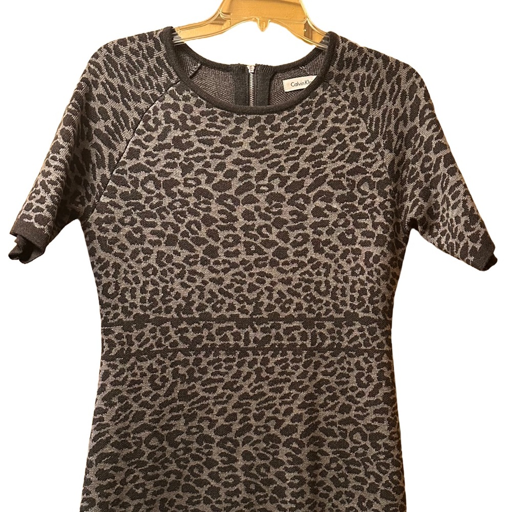 Calvin Klein Brown and Cream Knit Dress